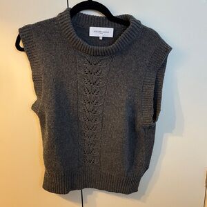 Women's Charcoal Knit Sleeveless Crewneck Vest